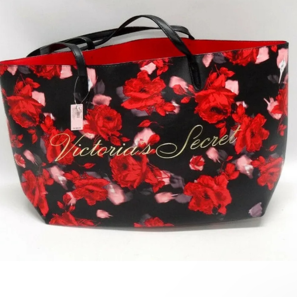 VICTORIA'S SECRET ROSE THEMED XL TOTE BAG ~ NWT $58